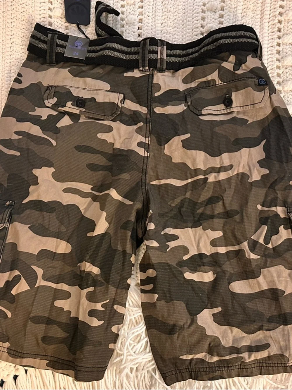 Monument Men's Camo Cargo Shorts - Olive Green - Picture 2 of 4
